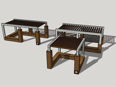 Modern Wooden Pergola Design With Metal Frame And Lattice Top Structure 3d model