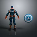 Captain America Action Figure In Blue Uniform With Red Gloves And Circular Shield