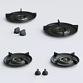 Set Of Black Gas Stove Burners With Replacement Knobs For Kitchen
