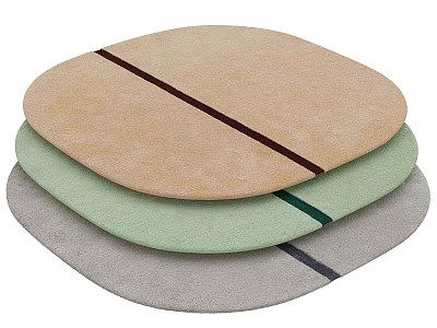 Stylish Modern Round Rugs Stacked in Various Colors with Central Dark Stripes 3d model