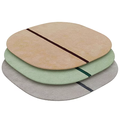 Stylish Modern Round Rugs Stacked in Various Colors with Central Dark Stripes 3d model