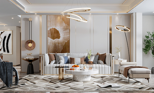 Light luxury dining room living room dining room 3d model