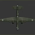 Green Military Airplane Twin Engine Propeller With White Cross Markings On Dark Reflective Surface