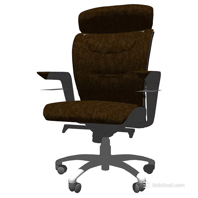 Ergonomic High Back Office Chair In Brown Leather With Adjustable Armrests And Swivel Function 3d model 
