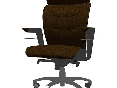 Ergonomic High Back Office Chair In Brown Leather With Adjustable Armrests And Swivel Function 3d model