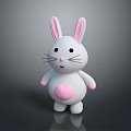 Cute White Rabbit Doll With Pink Ears And Heart On Chest For Kids