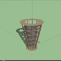Circular Tower With Multiple Wooden Rings Open Sky View Supporting Pillars And Green Trees