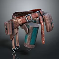 Vintage Leather Utility Belt With Holster Water Bottle And Tool Pouches