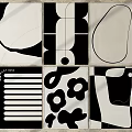 Black and White Geometric Pattern Square Rugs with Various Abstract Designs