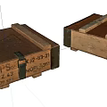 Rustic Vintage Wooden Crates With Metal Straps And Labeled Details