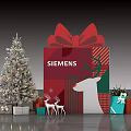 Siemens Christmas Scene With Decorated Tree Gift Box And Reindeer Decorations