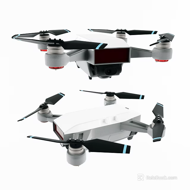 Smart Drone With Camera Propellers And Modern White Body Structure 3d model 