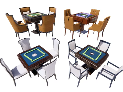 Multiple Entertainment Tables With Matching Chairs In Different Styles And Colors 3d model