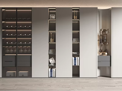 Modern Wine Cabinet With Glass Doors And Elegant Lighting For Storage 3d model