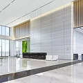 Modern Lobby Reception Desk Interior With Marble Floor Green Wall And Large Windows