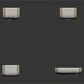 Decorative Rectangular Panels with White Surface Golden Borders Circular Decorations and Cracked Texture