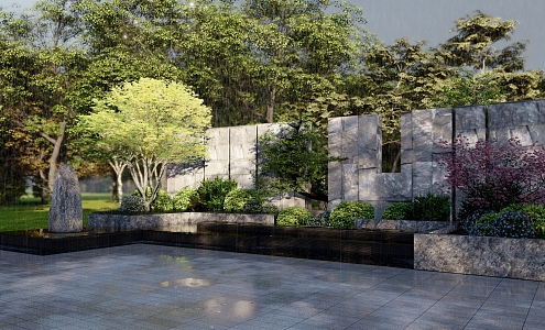 modern landscape wall 3d model