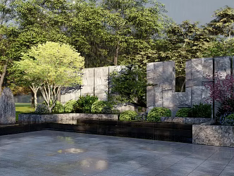 modern landscape wall 3d model