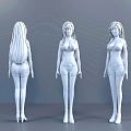 Modern game character girl 3d model