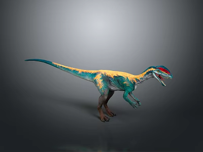 Vibrant Dinosaur Character In Standing Pose With Colorful Blue Yellow Red 3D Render 3d model