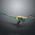 Vibrant Dinosaur Character In Standing Pose With Colorful Blue Yellow Red 3D Render
