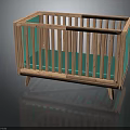 Sturdy Wooden Baby Crib With Blue Mattress And Safety Railing Frame Design