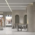 Modern Clothing Store Interior Design With Display Table Mirror Columns And Lighting