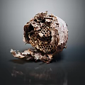 Natural Honeycomb Structure With Broken Outer Shell And Hexagonal Cells On Dark Surface