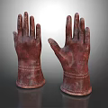 Vintage Red Gloves With Textured Surface And White Stitching On Dark Background 3d model