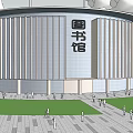 Modern Library Architecture Library 3d model