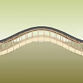 Curved Covered Bridge Architectural Design Featuring Wooden Structure And Railings