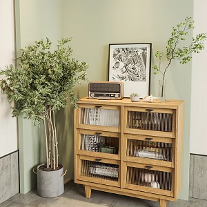 Modern Sideboard Cyber Celebrity Glass Door Decorative Log Bucket Cabinet 3d model