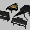 Black Musical Instruments Pianos in Various Styles Including Upright and Grand Types