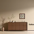 Poliform Entryway Cabinet Sideboard With Decorative Painting And Twig Vase In Modern Interior