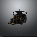 Vintage Mechanical Device With Metal Structure Wheels Gears Fan shaped Component And Brass Parts