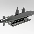 Submarine Model Ornament Decorative Set With Black Base Stand For Home