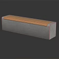 Natural Scene Outdoor Bench With Gray Concrete Base And Brown Striped Seat