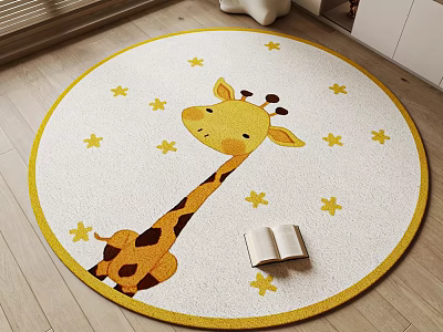 Round Carpet With Giraffe And Star Design For Living Room 3d model