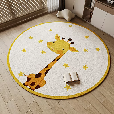 Round Carpet With Giraffe And Star Design For Living Room 3d model
