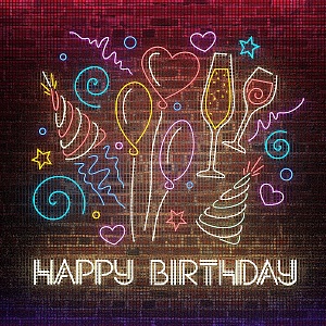 Neon light background wall birthday background net red photo 3d model