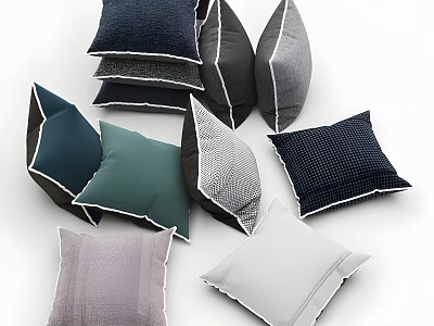 Colorful Decorative Throw Pillows With Various Patterns And Textured Fabrics for Living Room Decoration 3d model