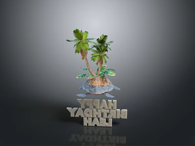 Decorative Living Accessory Palm Tree 3D Model With YASAN YAGHTING HALL And Gray Background 3d model