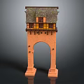 Traditional Archway with Arched Gate and Decorative Roof Orange and Gray Exterior Architectural Design