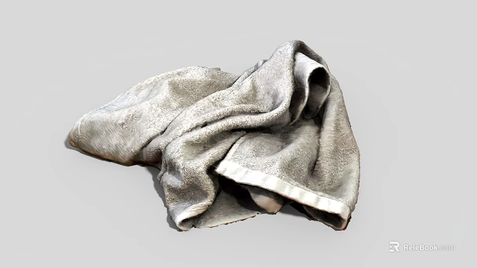 Soft Gray Household Towel With Absorbent Textured Fabric For Daily Use 3d model 