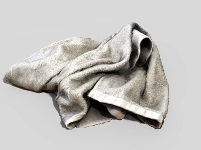 Soft Gray Household Towel With Absorbent Textured Fabric For Daily Use 3d model