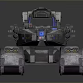 Futuristic Sci Fi Armored Vehicle With Multiple Turrets Treads And Energy Rings