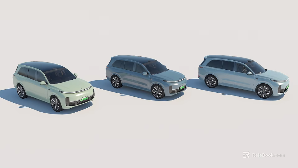 Three Modern Electric Cars With Sleek Design And Light Blue Color For Family Use 3d model 