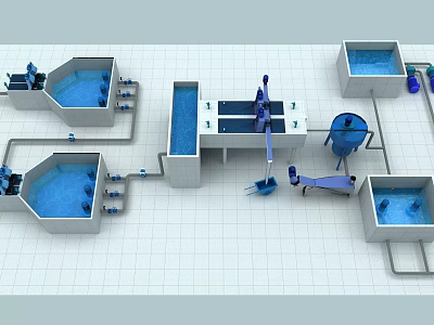 Industrial Equipment System for Water Treatment with Tanks Pipes and Machinery 3d model