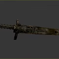 Antique Machine Gun Displayed On Wooden Stand With Vintage Military Design And Historical Look