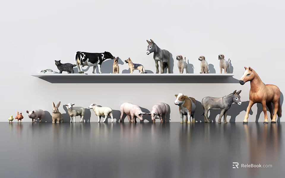 Various Reptile Models Display On Shelf With Detailed Animal Figurines Collection 3d model 